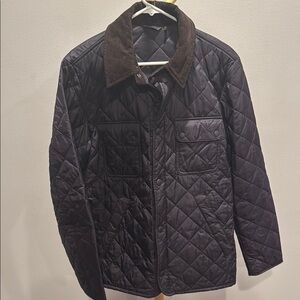 Barbour Quilted Jacket with Corduroy Collar - Navy Size S